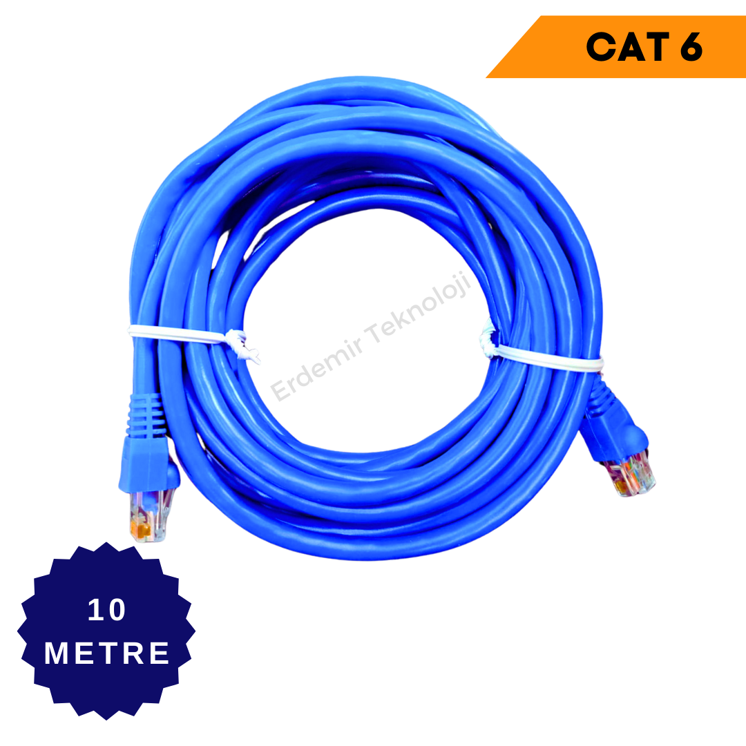 CAT 6 PATCH NETWORK İNTERNET KABLOSU MAVİ 10 METRE