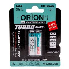 Orion 1.2V 1000mAh Ni-Mh AAA Şarj Edilebilir İnce Kalem Pil 2'Li Paket