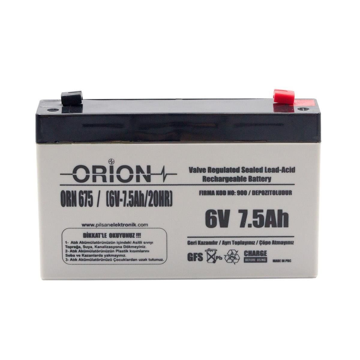 Orion 6V 7.5Ah Bakımsız Kuru Akü