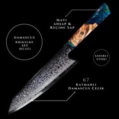 Şam Çeliği Japon Kritsuke Şef Bıçağı