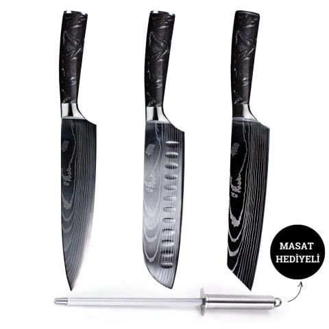 Japon Chef Bıçak Seti ( siyah )