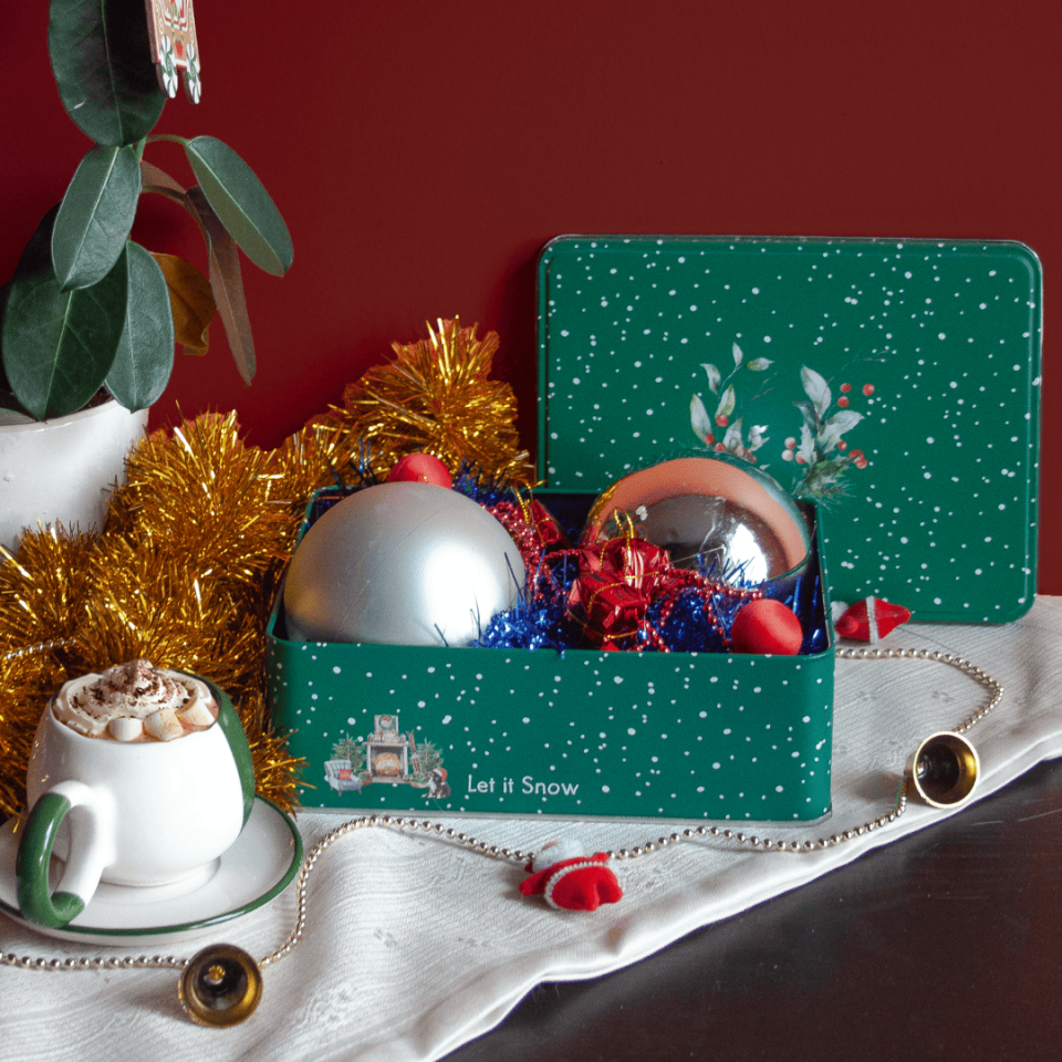 Sarkap Home Let It Snow Dikdörtgen Dekoratif Metal Saklama Kutusu KarModel