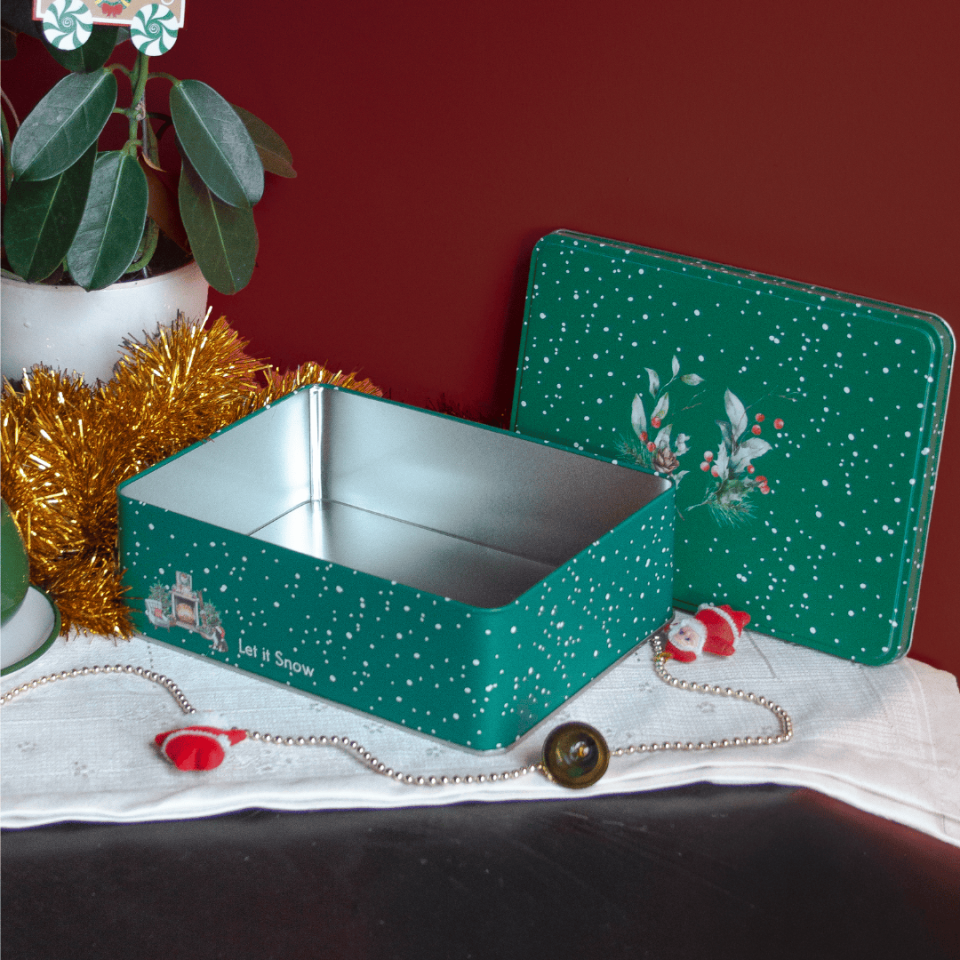 Sarkap Home Let It Snow Dikdörtgen Dekoratif Metal Saklama Kutusu KarModel