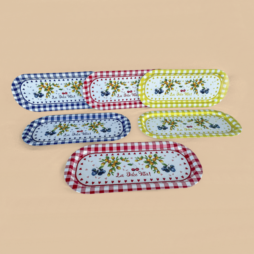 Sarkap Home 6'lı Oval Sunumluk Dolce Vita Tepsi Seti - Karışık Desen