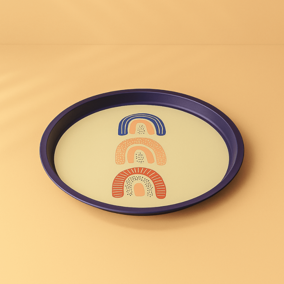 Sarkap Home Pastel Desen Metal Tepsi Gokkusakları