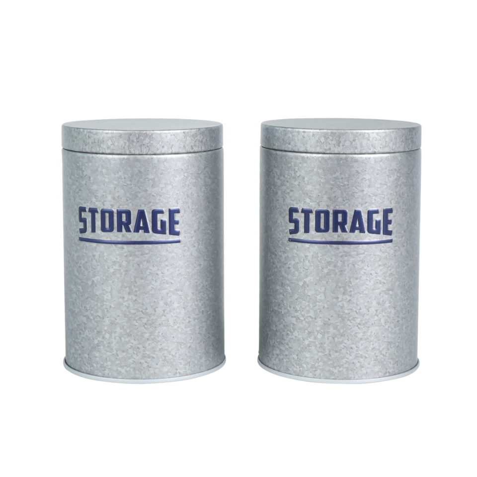 Sarkap Home Ice, Cold, Drink Seri 2'li Metal Yuvarlak Saklama Kabı Mavi