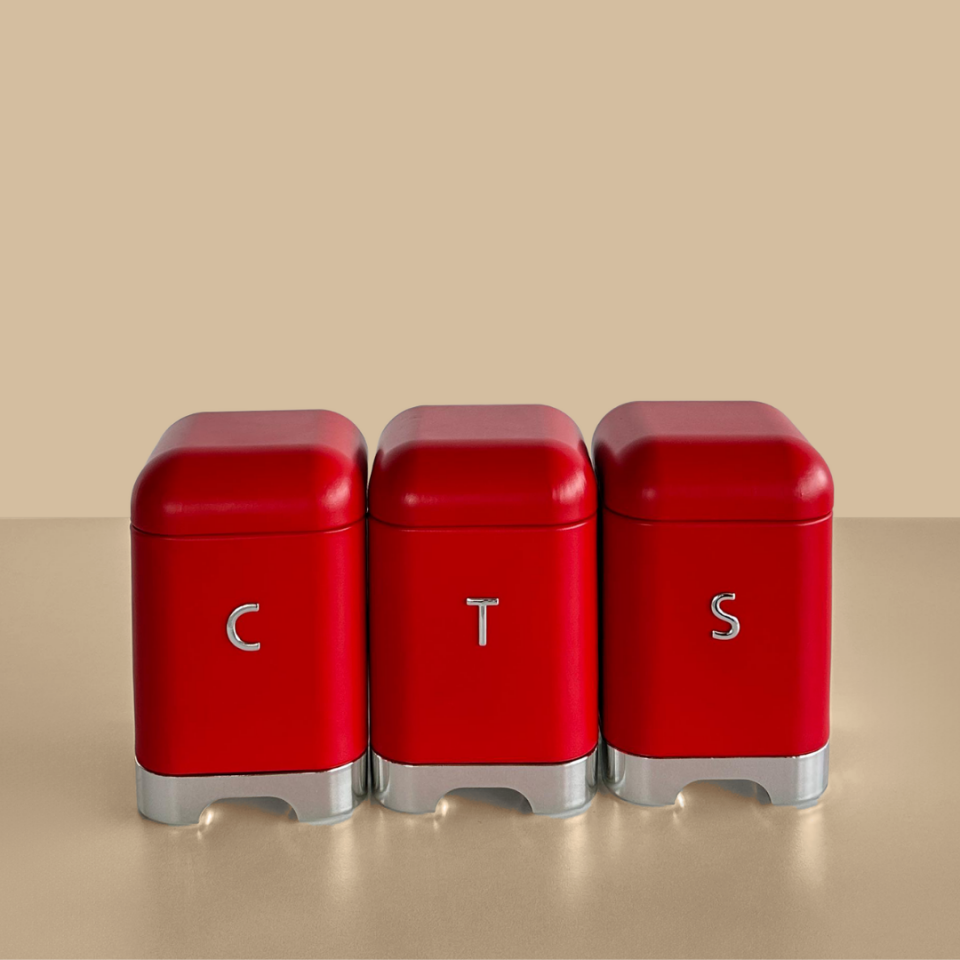 Sarkap Home 3'lü Galvaniz Metal Saklama Kutusu Seti Kırmızı