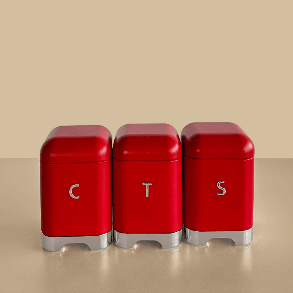 Sarkap Home Galvaniz Metal Saklama Kutusu Seti Kırmızı