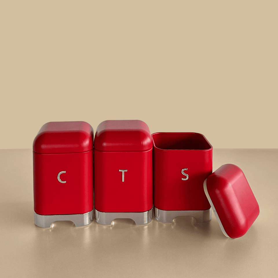 Sarkap Home Galvaniz Metal Saklama Kutusu Seti Kırmızı