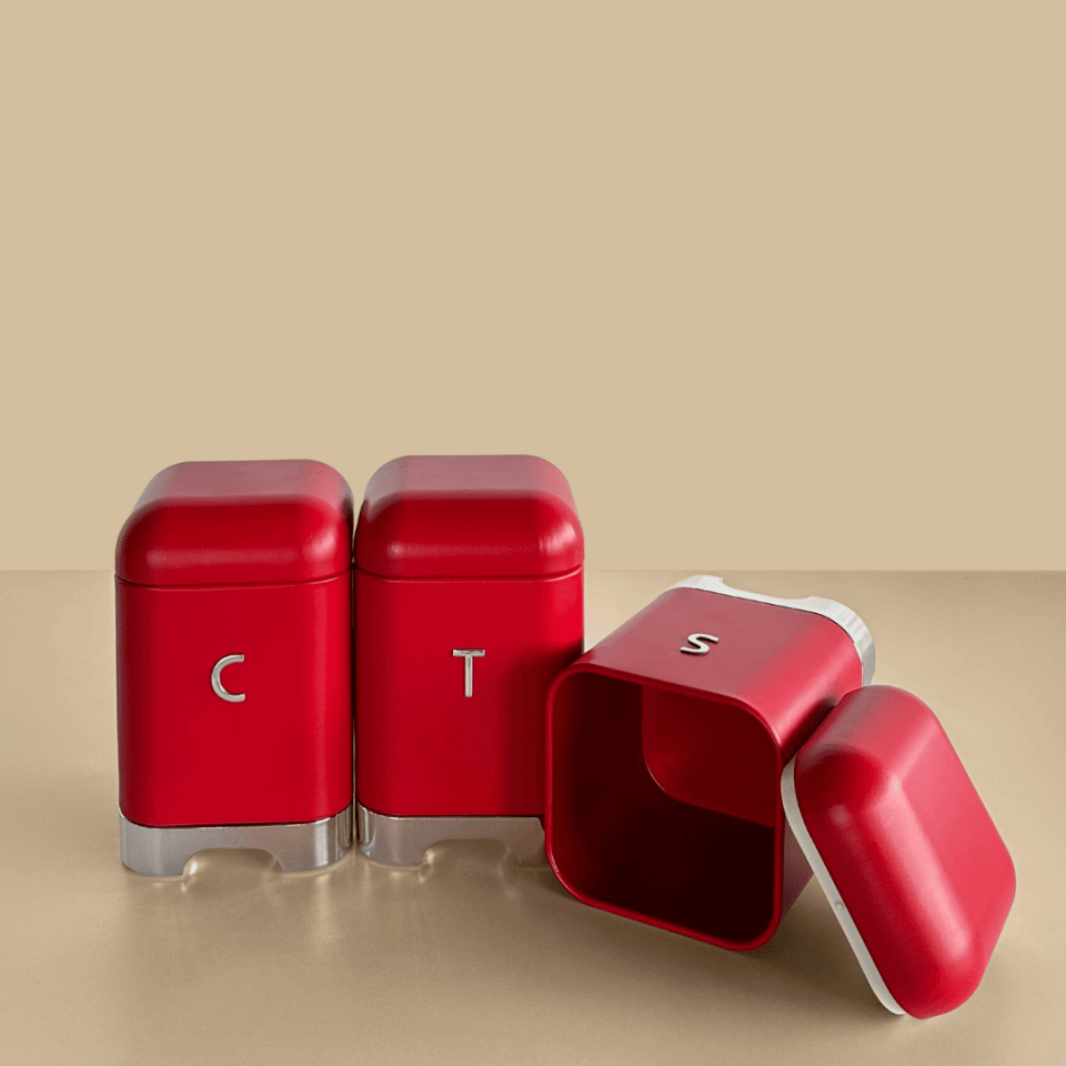 Sarkap Home Galvaniz Metal Saklama Kutusu Seti Kırmızı