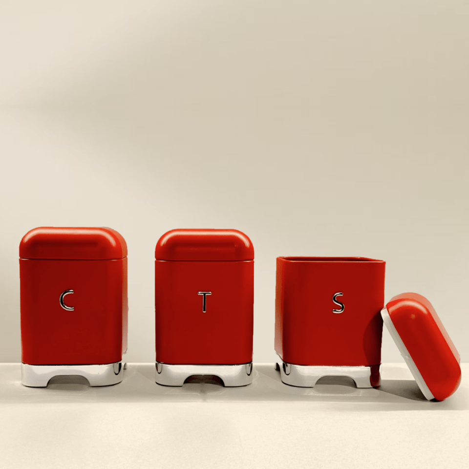 Sarkap Home Galvaniz Metal Saklama Kutusu Seti Kırmızı