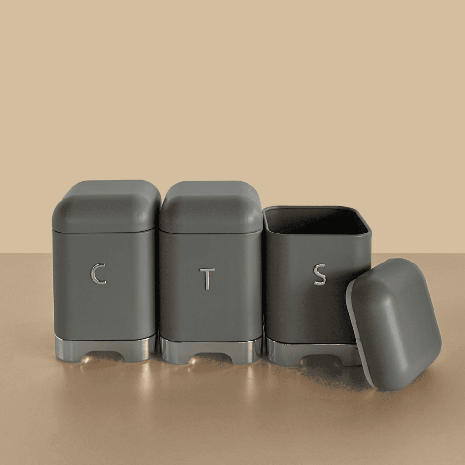 Sarkap Home Galvaniz Metal Saklama Kutusu Seti Gri