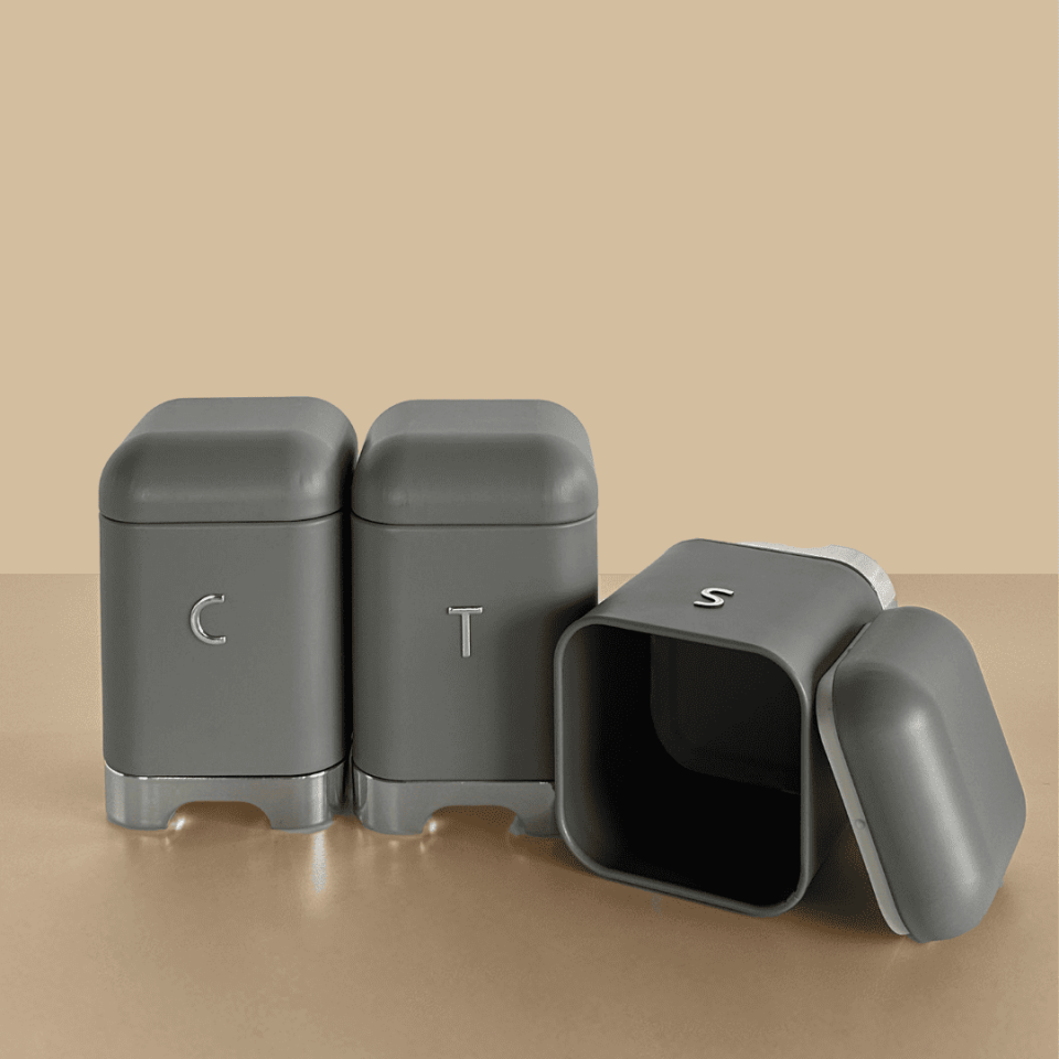 Sarkap Home Galvaniz Metal Saklama Kutusu Seti Gri