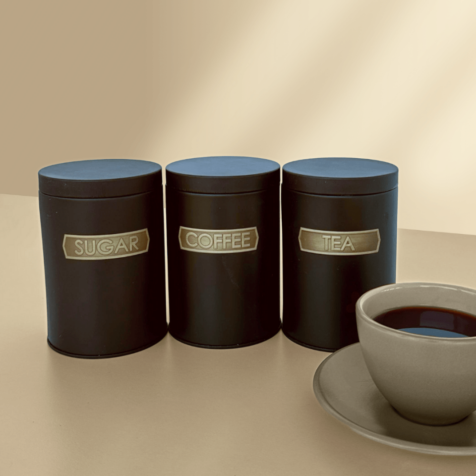 Sarkap Home Metal Vakumlu Kapaklı 3'lü Saklama Kabı Soft Touch Küçük Boy Kahverengi