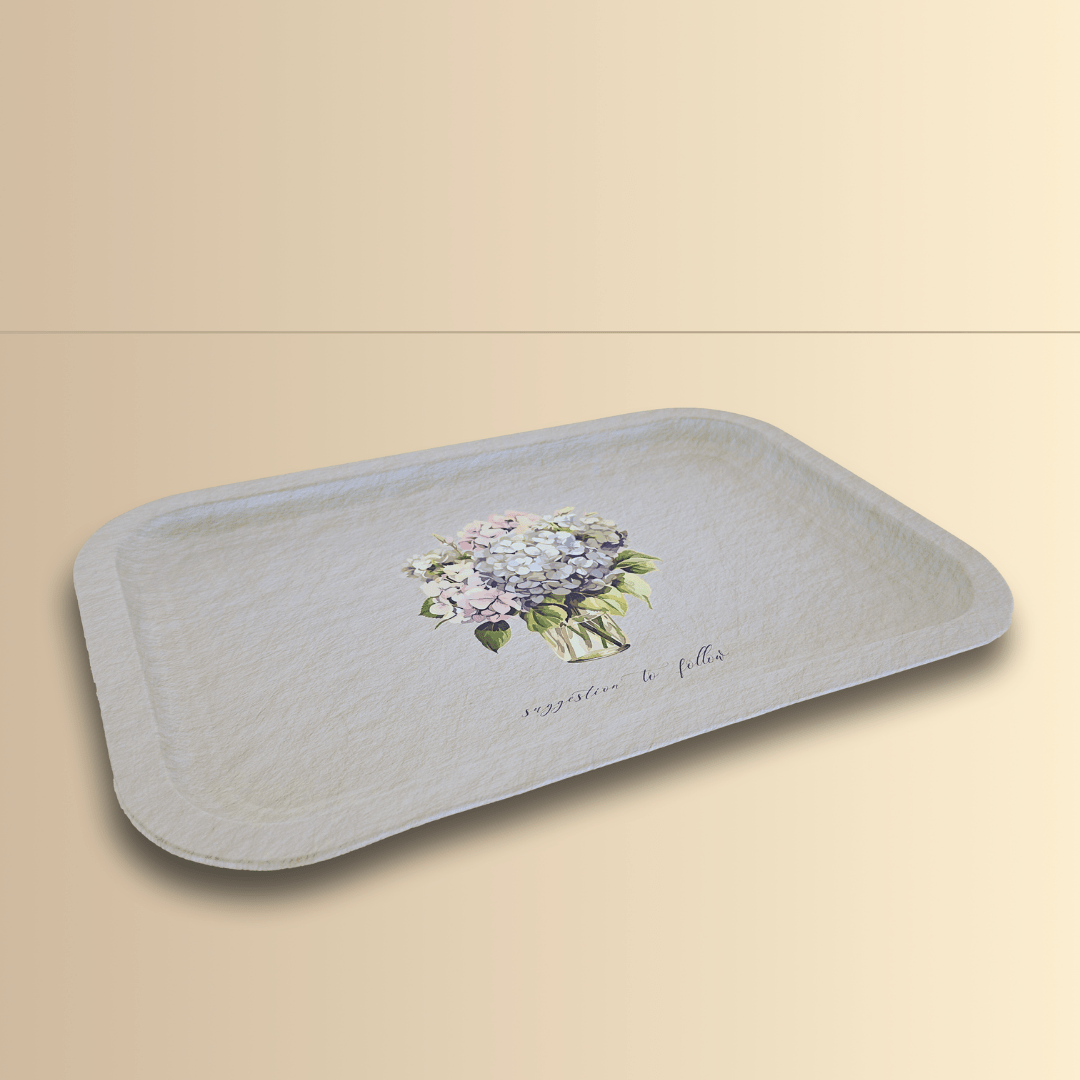 Sarkap Home Ortanca Buketi Sunumluk Metal Tepsi - Mavi Gri