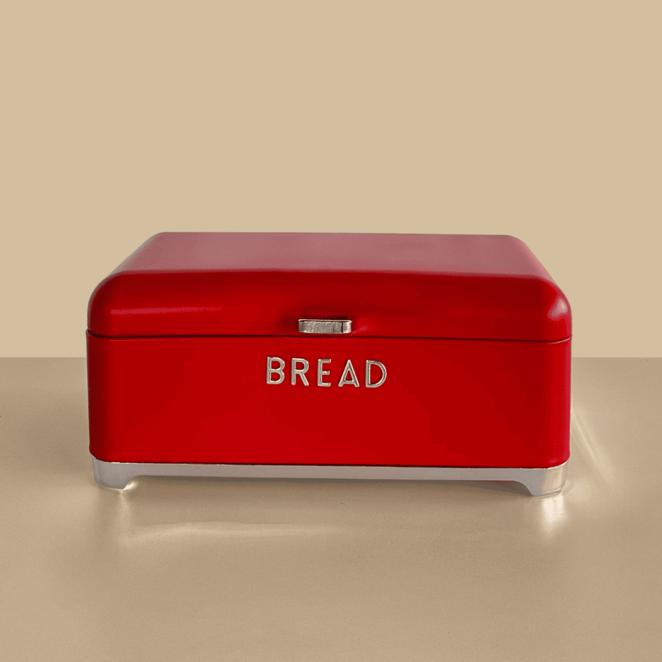 Sarkap Home Bread Galvaniz Metal Ekmek Kutusu Kırmızı