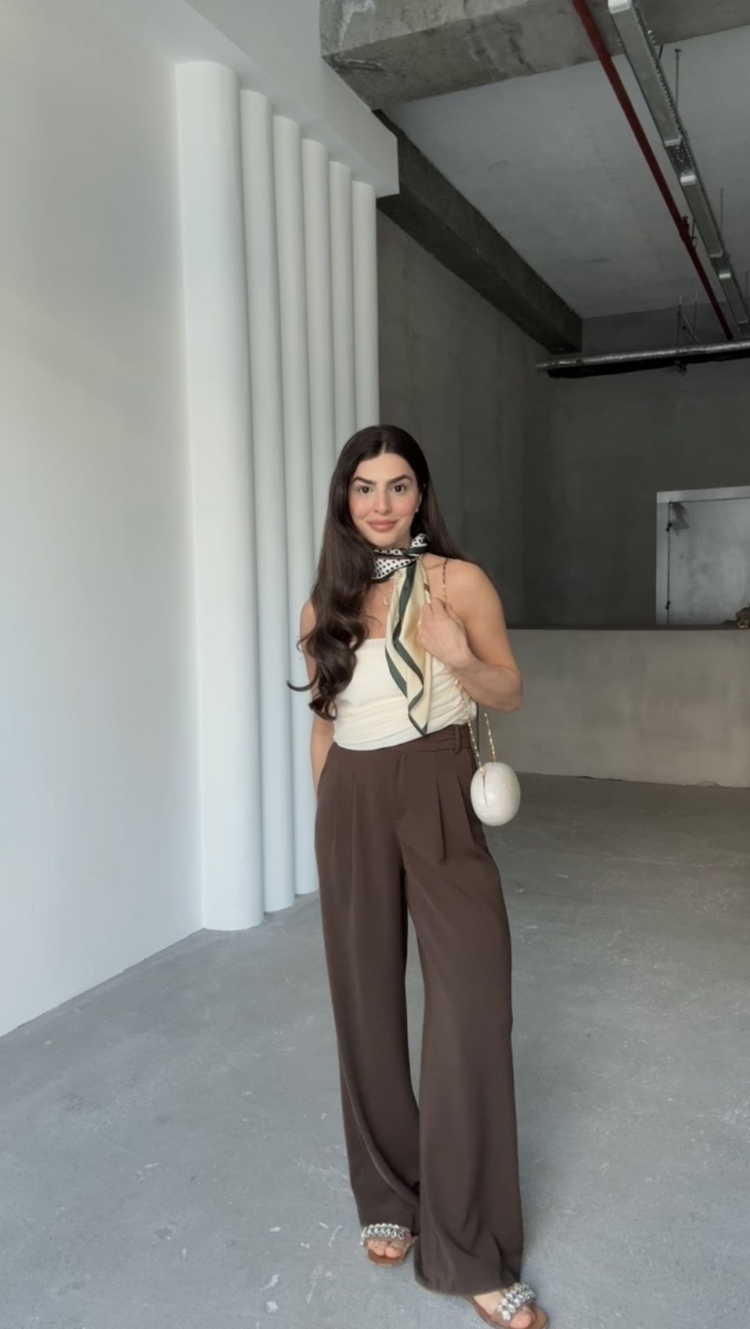 Sezon kahve premıum arkası lastikli  palazzo pantolon