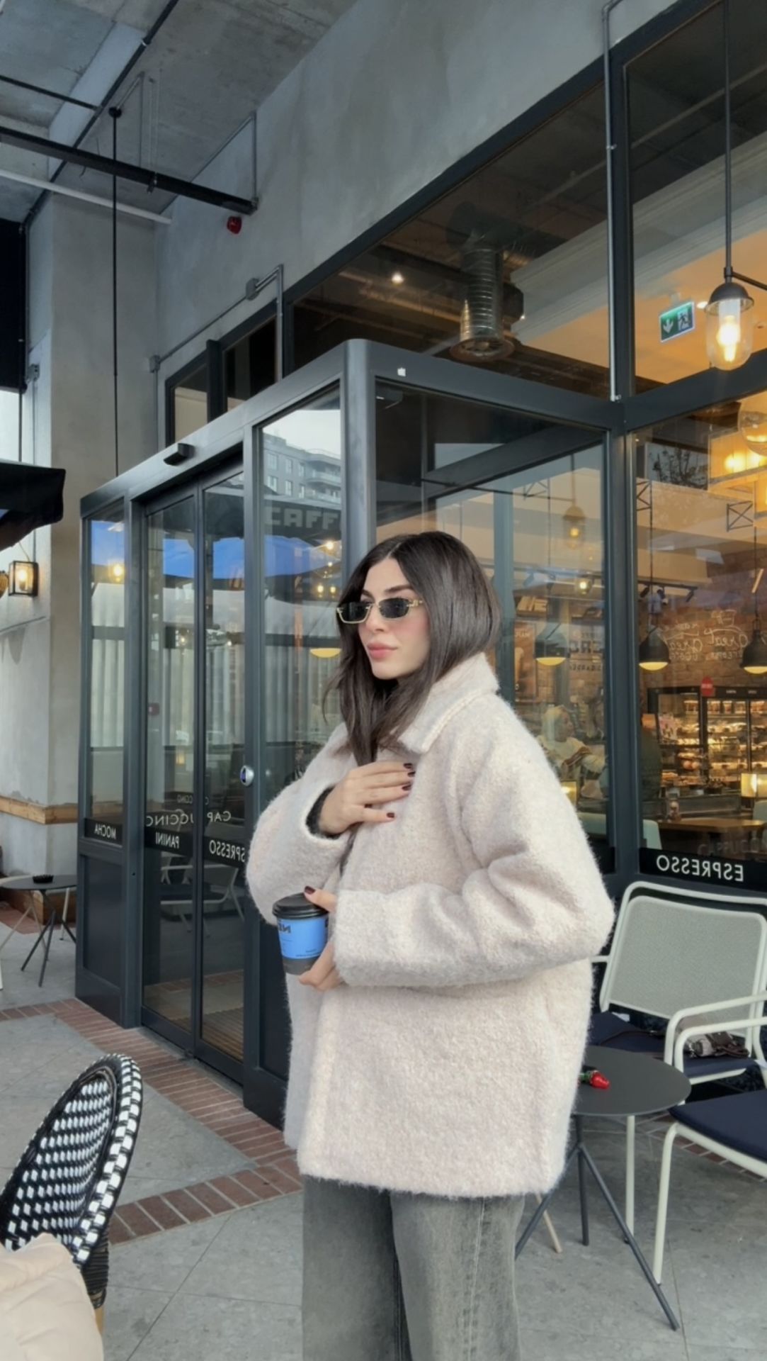 İçi astarlı yün karışımı ceket kaban