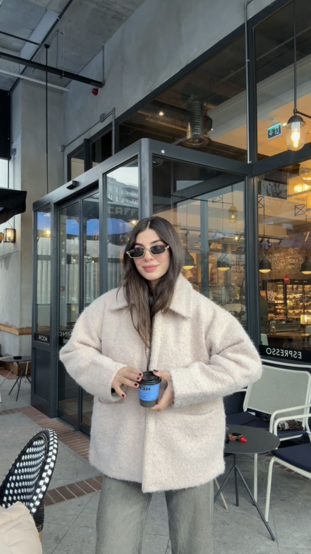 İçi astarlı yün karışımı ceket kaban