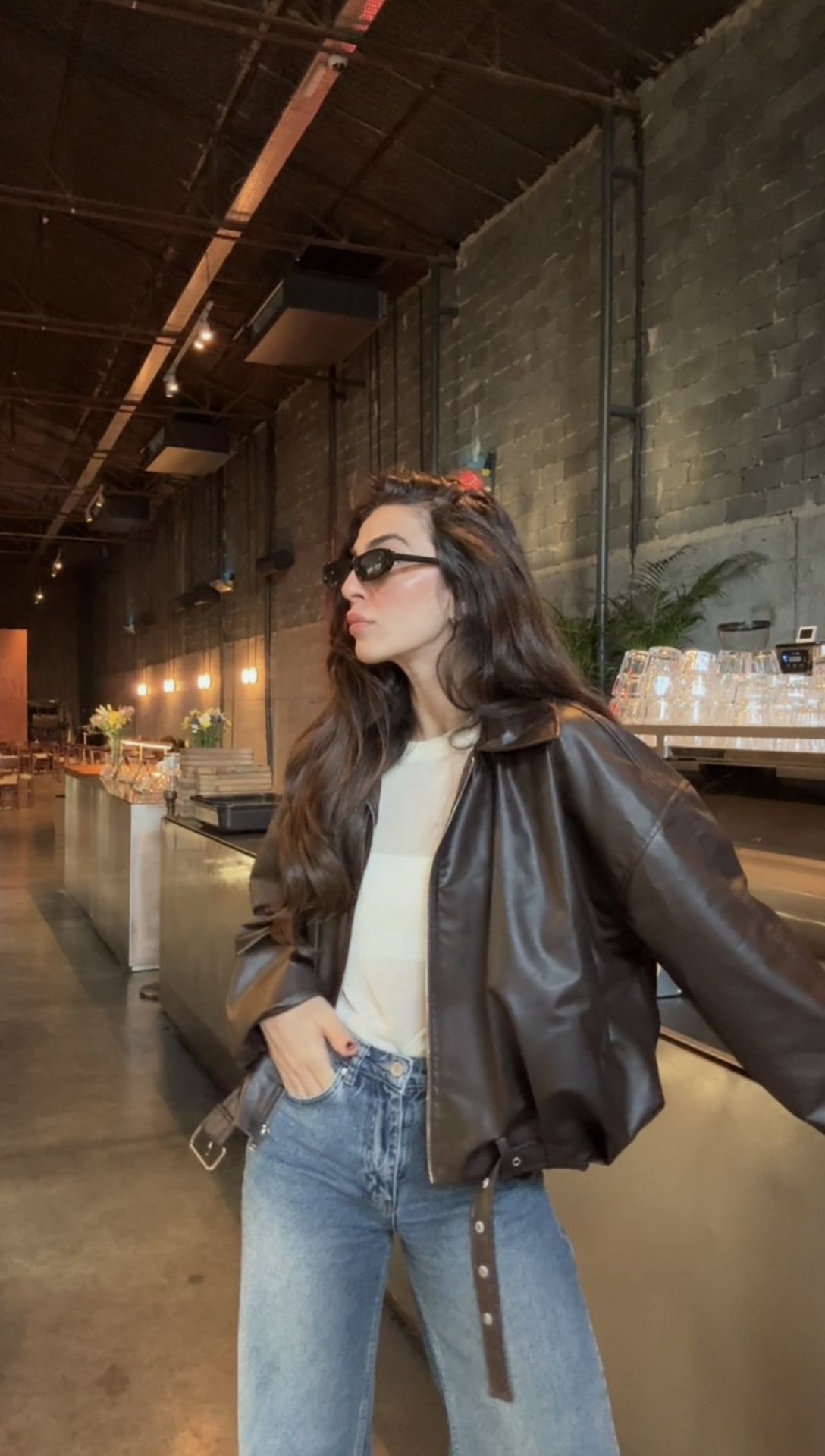 Acı kahve astarlı trend deri ceket