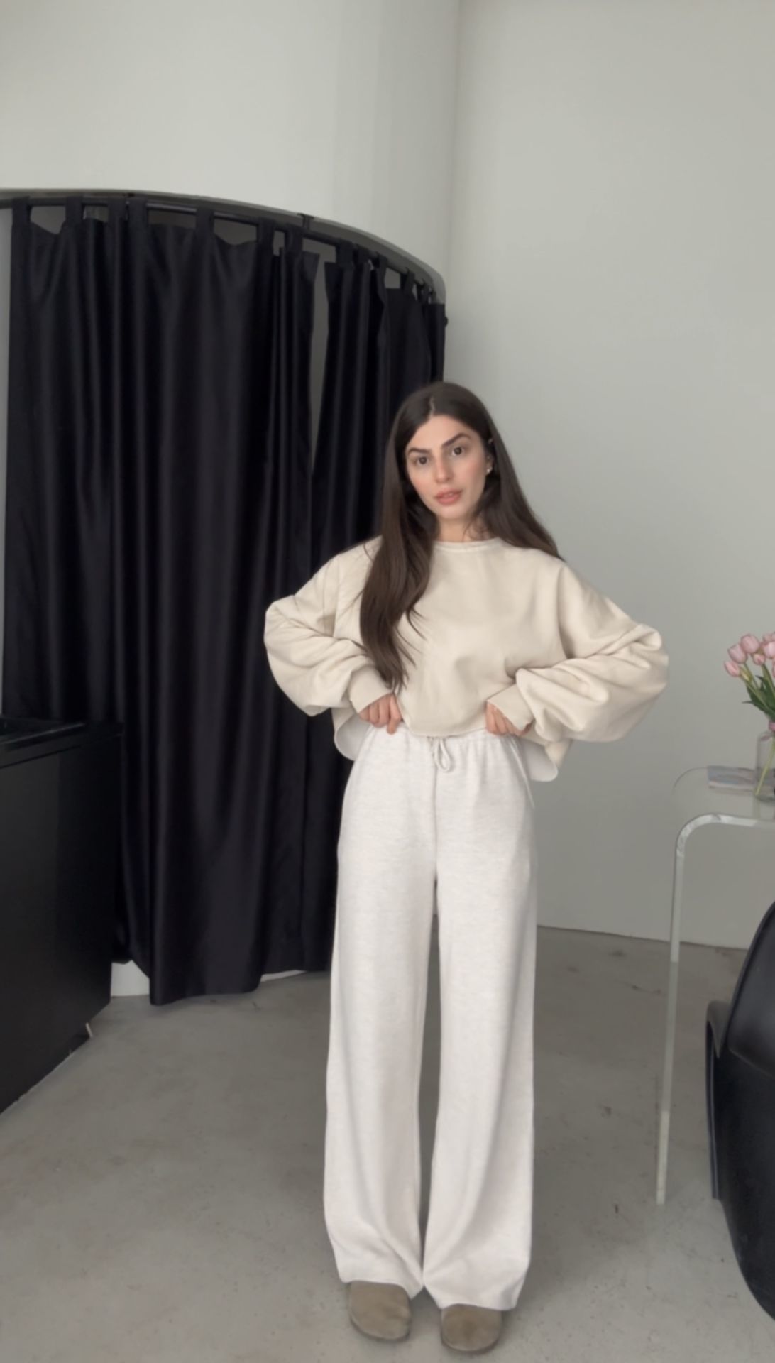 Orjinal marka Ekru beli lastikli pantolon