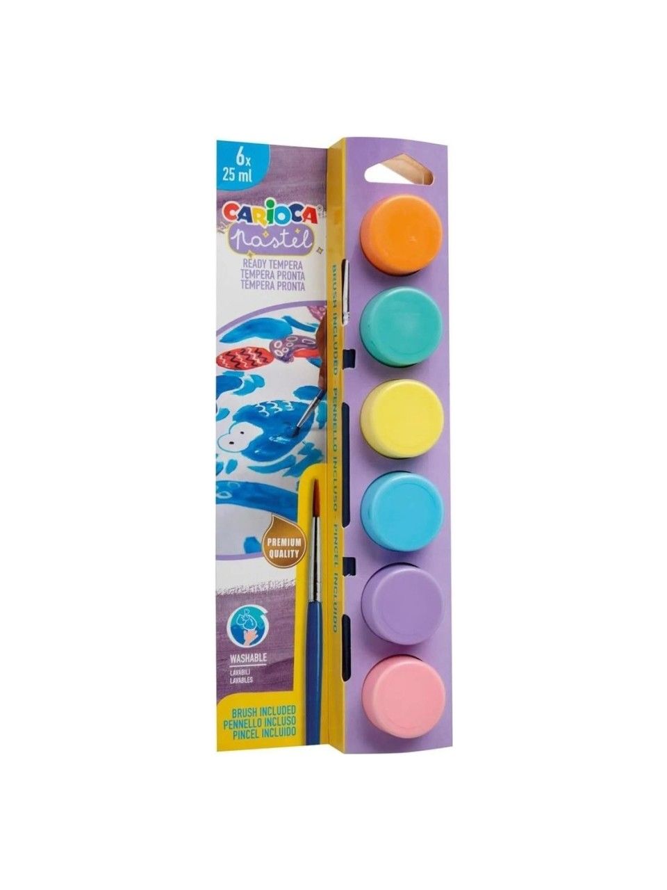 TEMPERA SULUBOYA SÜPER YIKANABİLİR FIRÇALI PASTEL RENKLER 6*25 ML