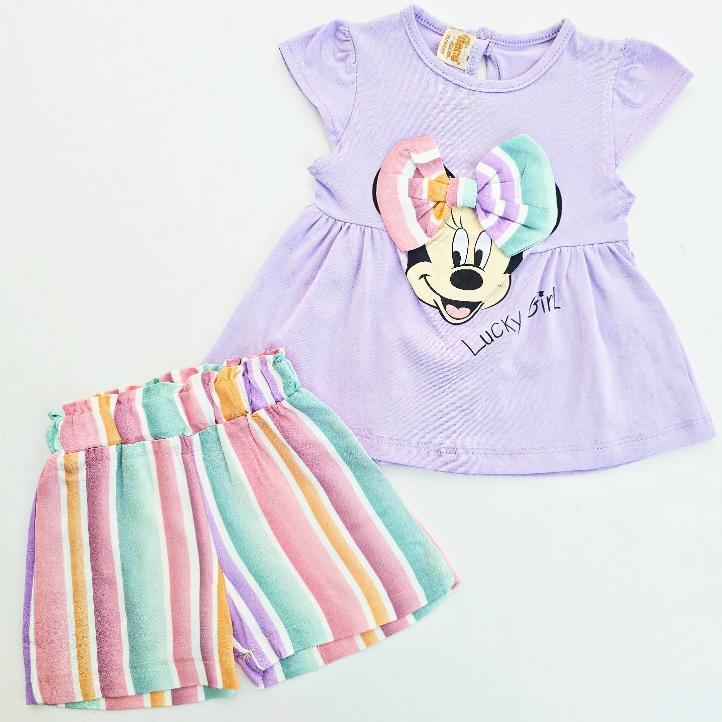 Deco baby minnieli renkli şortlu takım
