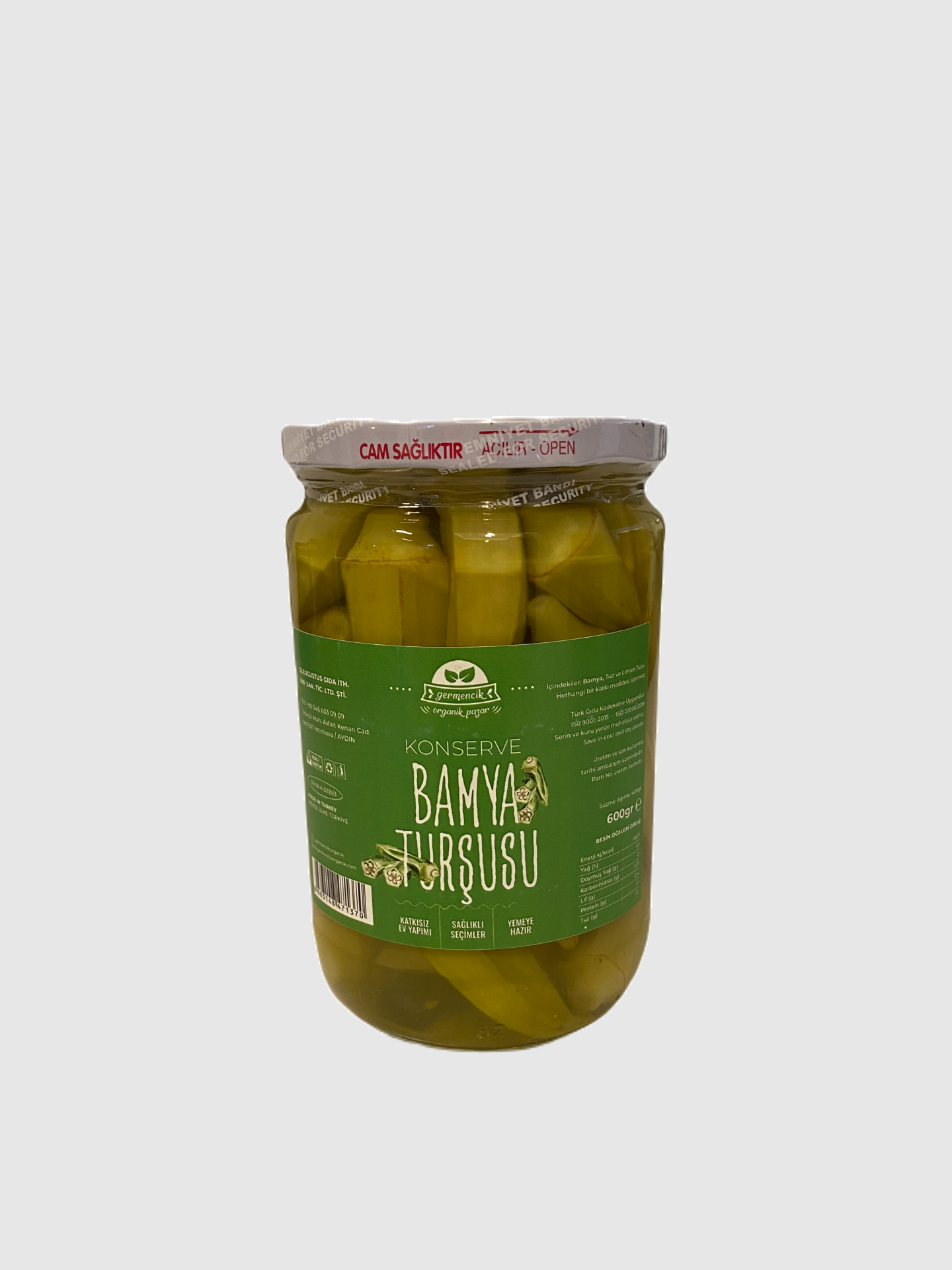 Aydın Germencik Konserve Bamya Turşusu 600 Gr