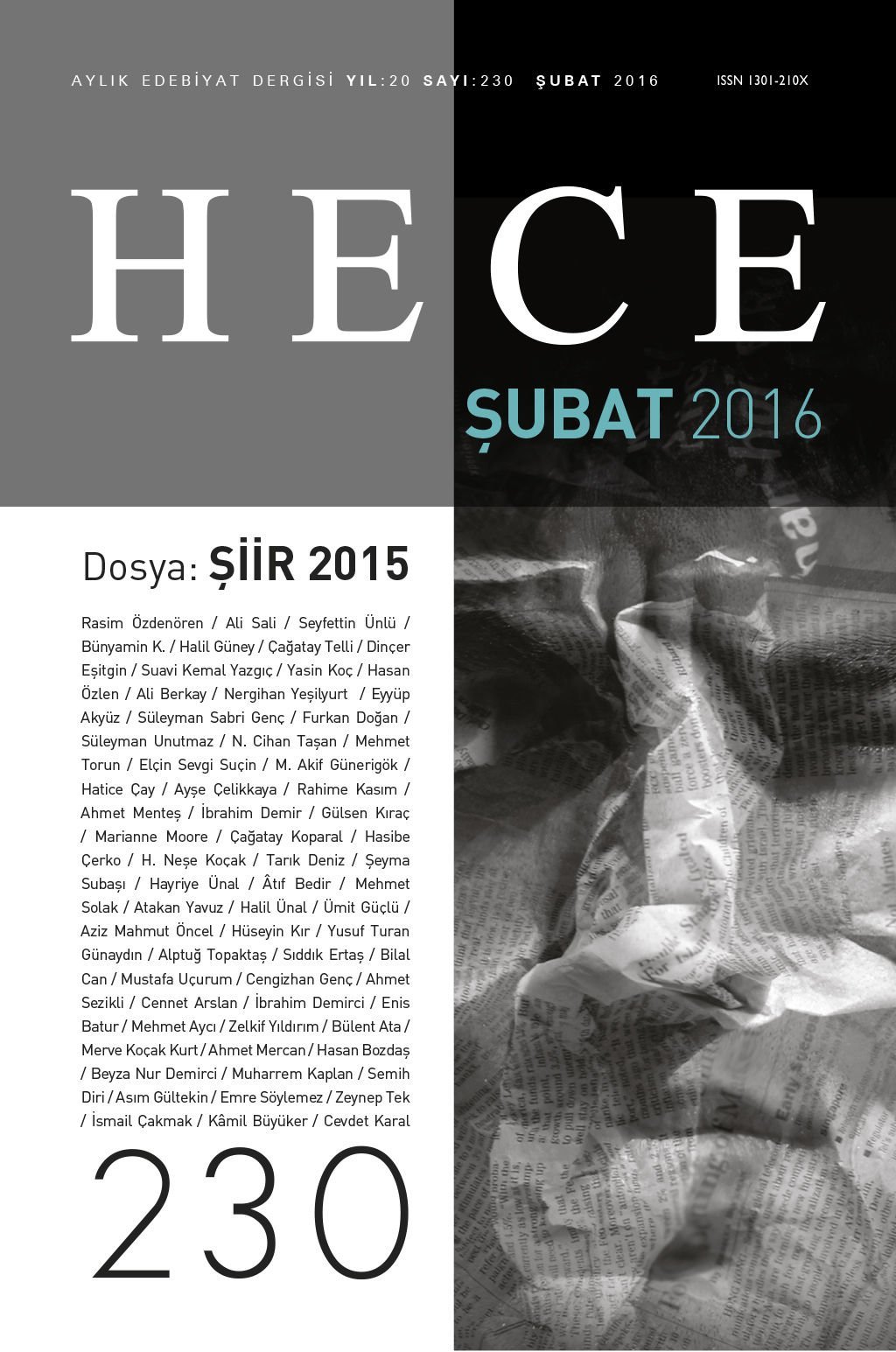 Hece Dergisi 230.Sayı Şubat 2016