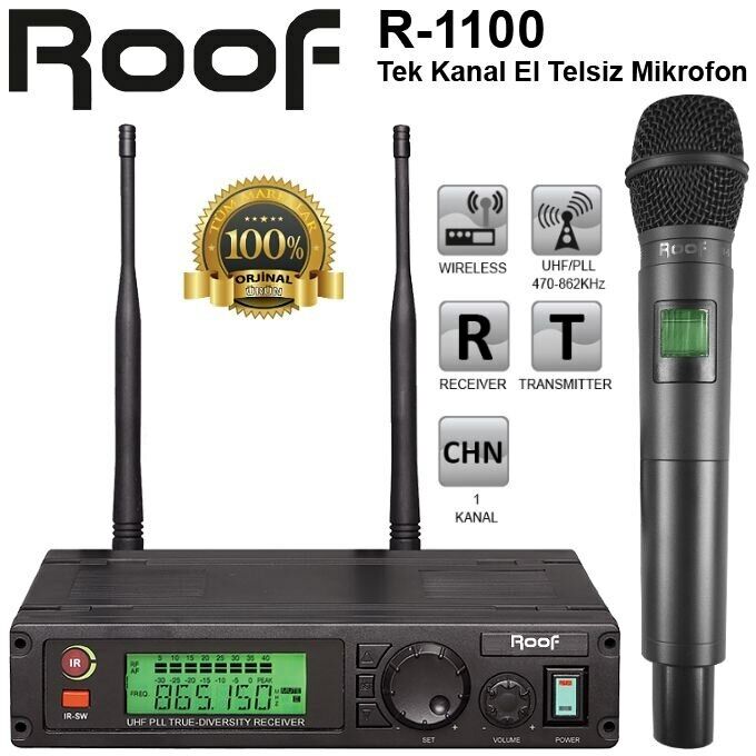 Roof R-1100 TEk Kanal El Telsiz Mikrofon