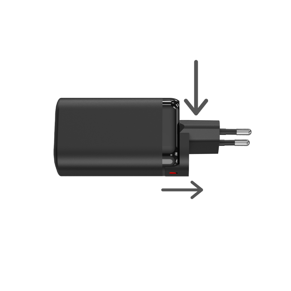 IX-HC2 65W Type-C ve Usb Portlu Seyahat Tipi Hızlı Şarj Aleti - Siyah