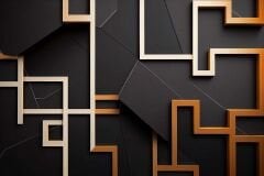 Gold-Siyah Geometrik Şekilli 3 Boyutlu Duvar Kağıdı Baskı