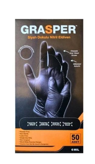 Grasper Mikro Diamond Siyah Dokulu Nitril Eldiven