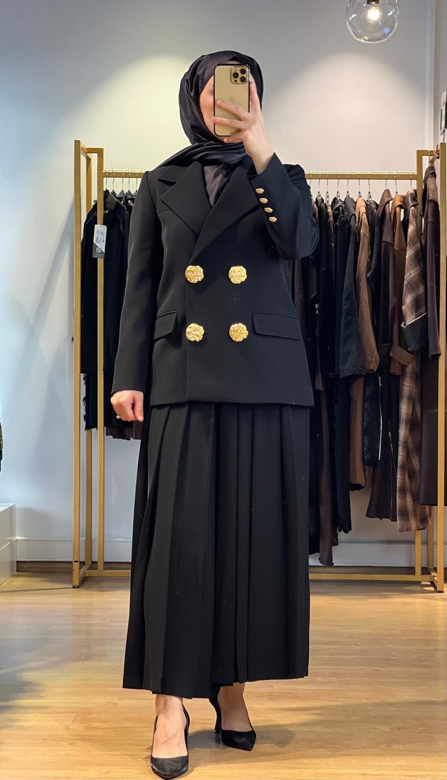 Jamıla Sarah Kruvaze Kapama Ceket Pantolon Etek Takım FW25-9007
