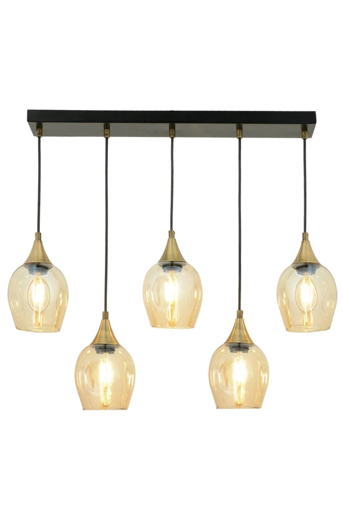 Selvi Modern Avize E27 60W 75x10cm Metal Siyah Dorbien-AV-65234-5Y-BSY