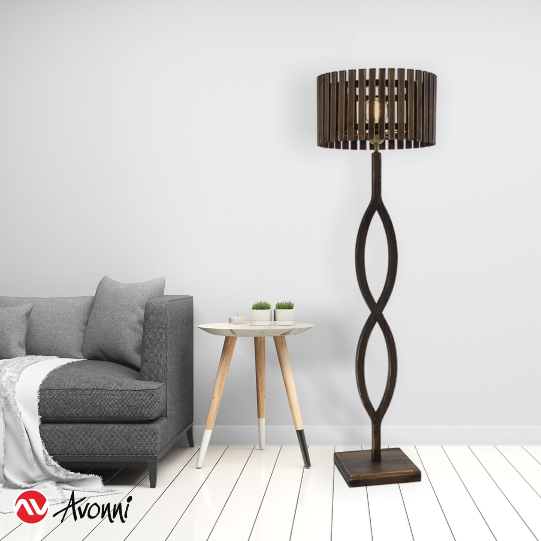 Lenzo Lambader E27 12W 40cm Metal Eskitme Avonni-HLM-9024-1EB