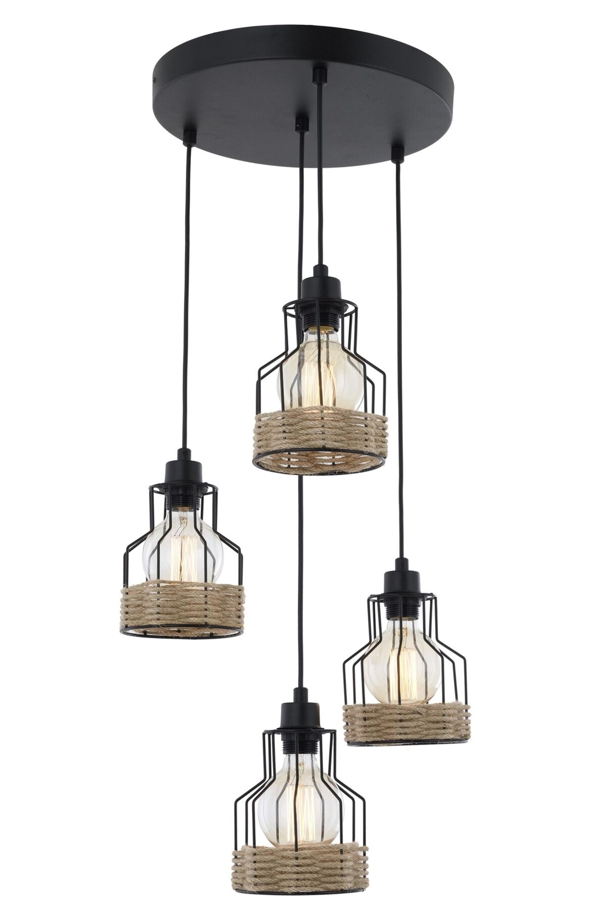 Hira Modern Avize E27 48W 40cm Metal Siyah Avonni-AV-1584-4T-BSY