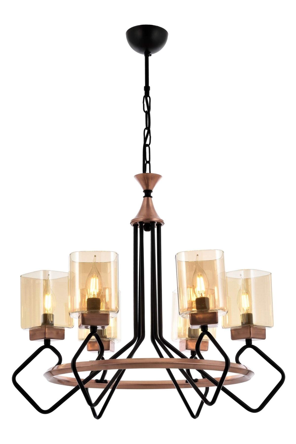 Konsey Modern Avize E14 36W 60cm Metal Siyah Avonni-AV-1740-6BSY