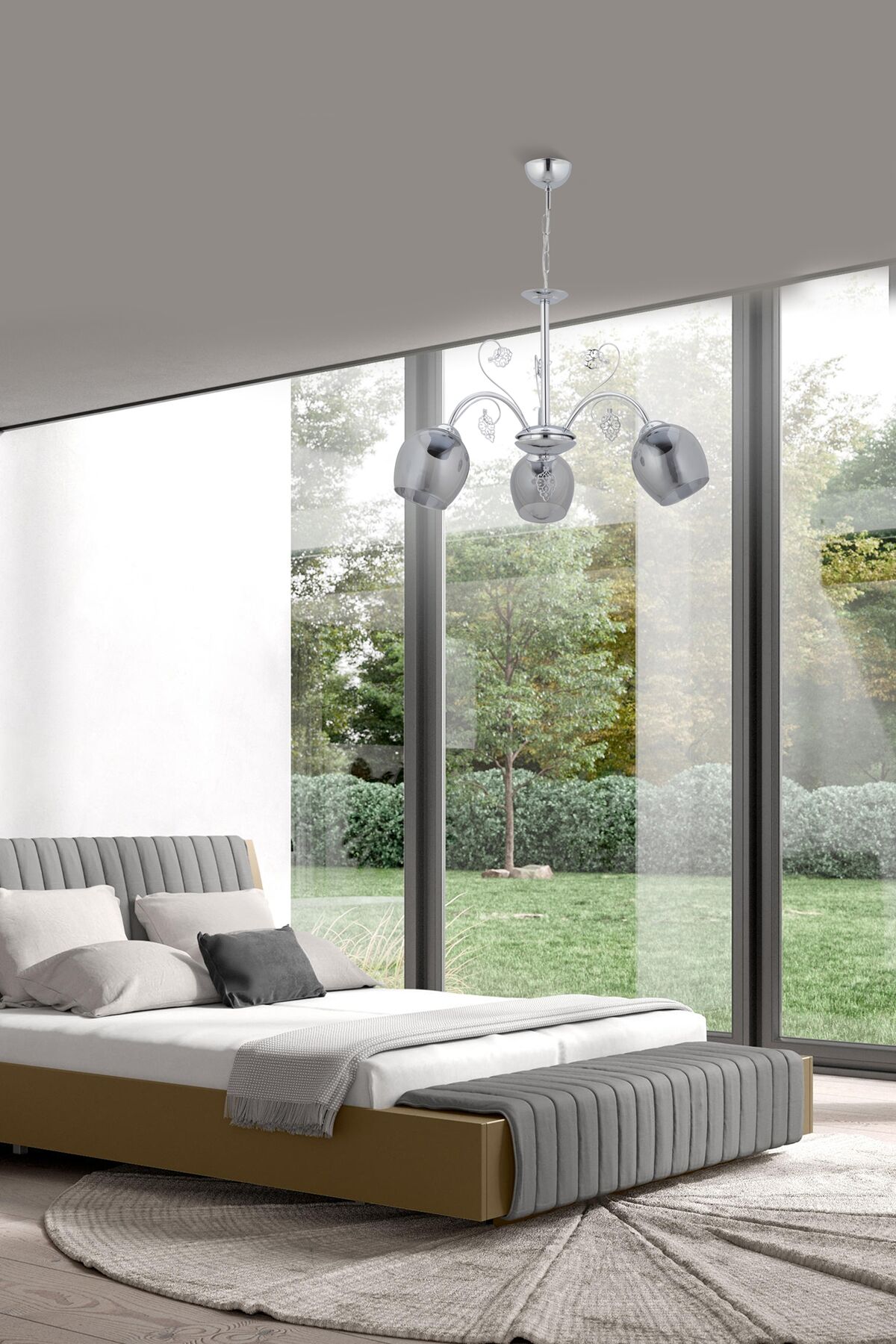 Nida Modern Avize E27 36W 60cm Metal Krom Dorbien-FZ-7111-3K