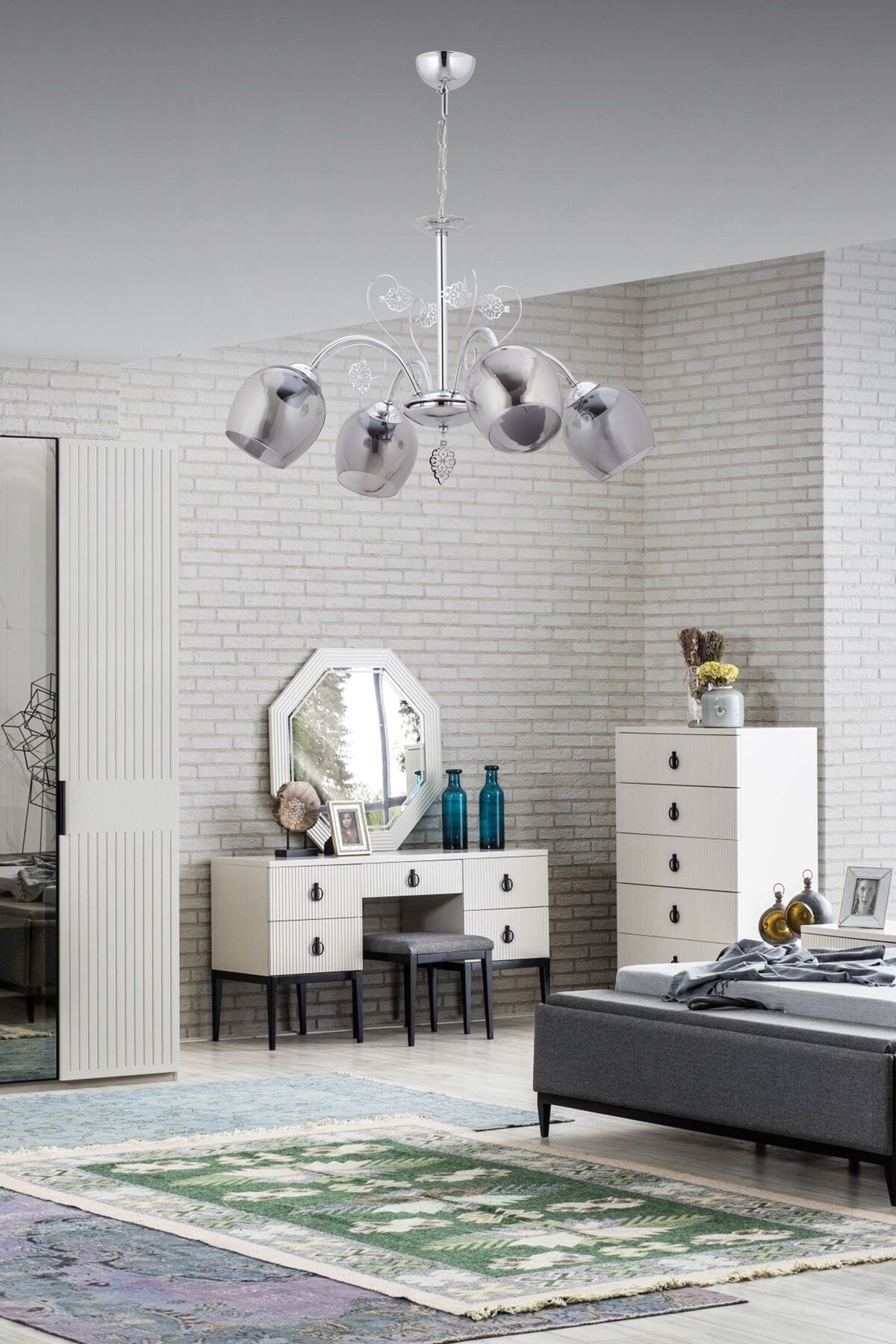 Nida Modern Avize E27 48W 60cm Metal Krom Dorbien-FZ-7111-4K
