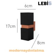 Lebis Siyah Kasa Danzı Gu10 Duylu Aplik Bakır Kuşaklı