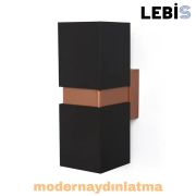 Lebis Siyah Kasa Danzı Gu10 Duylu Aplik Bakır Kuşaklı