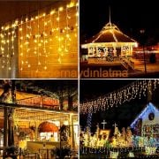 Lebis 2 Metre 144 Ledli Saçak Flaşlı Yılbaşı Işıklandırma Siyah Kablolu IP44