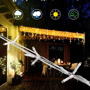 Lebis 2 Metre 92 Ledli Saçak Flaşlı Yılbaşı Işıklandırma Beyaz Kablolu IP65 Dış Mekan