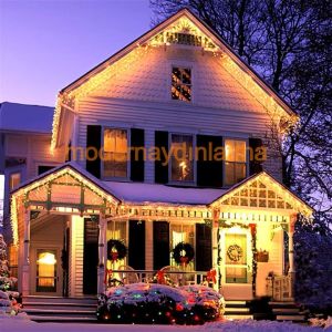 Lebis 2 Metre 144 Ledli Saçak Yılbaşı Işıklandırma Şeffaf Kablolu IP65 Dış Mekan