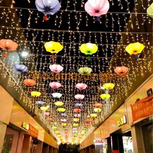 Lebis 2,5 Metre 144 Ledli Saçak Yılbaşı Işıklandırma Şeffaf Kablolu IP65 Dış Mekan