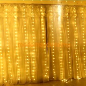 Lebis 3x1 Mt 300 Ledli Perde Led Yılbaşı Işıklandırma Şeffaf Kablolu IP44