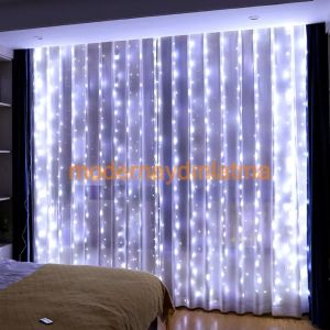 Lebis 3x2 Mt 480 Ledli Perde Led Yılbaşı Işıklandırma Şeffaf Kablolu IP44