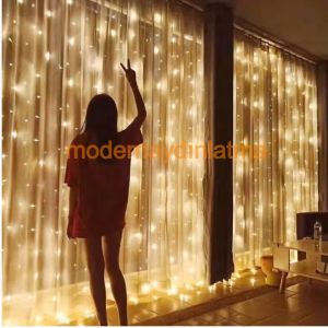 Lebis 3x3 Mt 240 Ledli Animasyonlu Perde Led Yılbaşı Işıklandırma Şeffaf Kablolu IP44