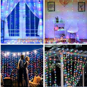 Lebis 2x2 Mt 400 Ledli Dış Mekan Perde Led Yılbaşı Işıklandırma Siyah Kablolu IP65